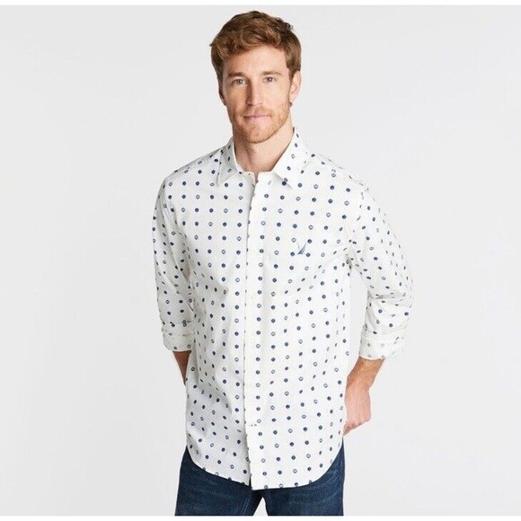 Nautica Men’s Size Small Blue Sail Crest Print Casual Button Down Shirt - Picture 1 of 6